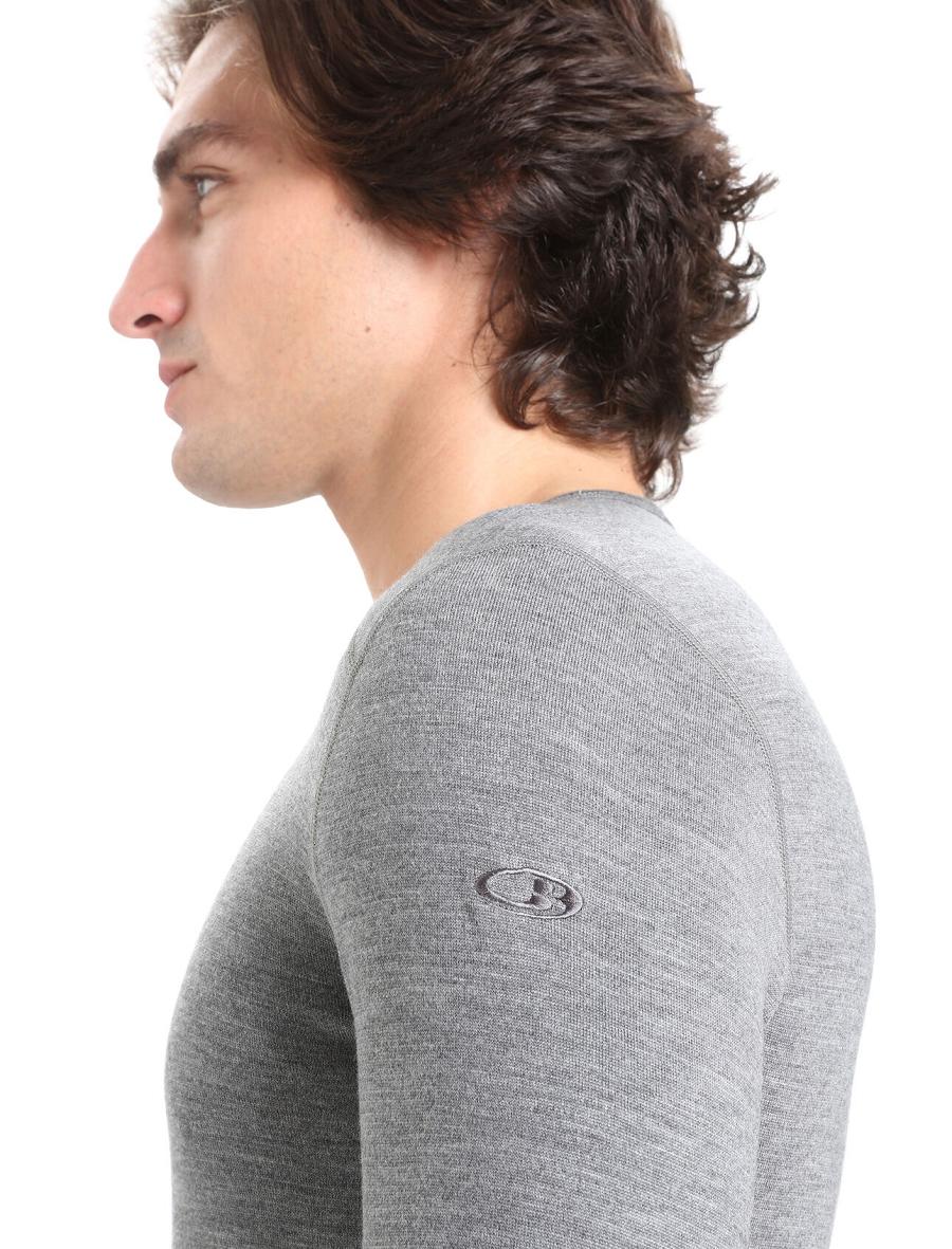 Men's Icebreaker Merino 260 Tech Long Sleeve Crewe Thermal Top Base Layers Gritstone Heather | CA 1551NWYB